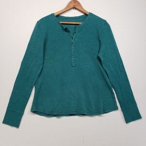 LL Bean Henley Womens M Regular Green